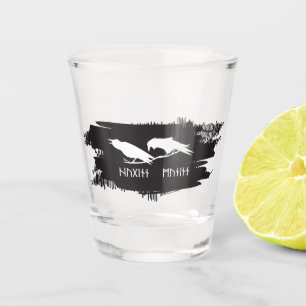 Verre A Shot Conception de tatouage de corbeaux vikings Huginn 