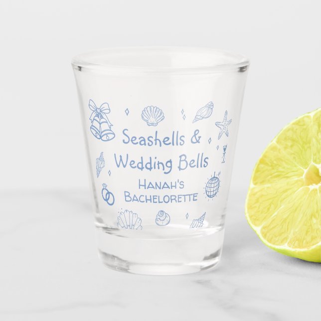 Verre A Shot Coquillages et Cloches de Mariage Enterrement de V (Devant)