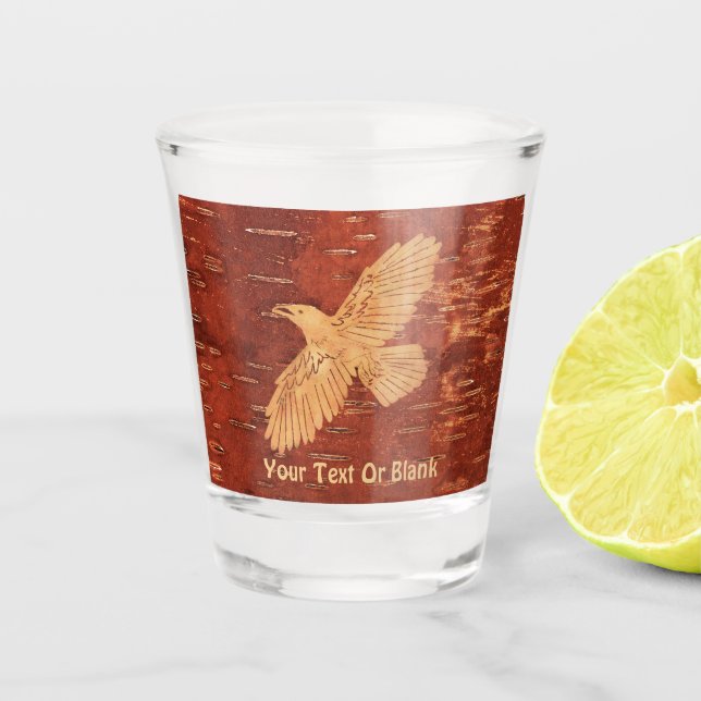 Verre A Shot Corbeau rustique sur écorce de Birch Intérieur (Devant)