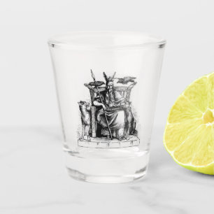 Verre A Shot Corbeaux d'Odin sur Trône de Pierre Mythologie Vik