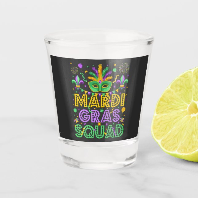 Verre A Shot Correspondance de l'équipe Mardi Gras (Devant)
