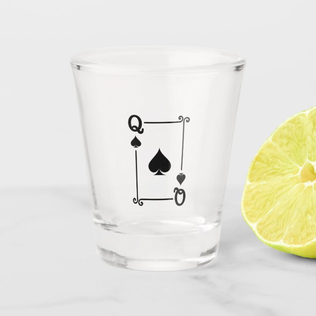 Verre A Shot Correspondance Queen Spades Convient Jouer Cartes  (Devant)