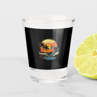 Verre A Shot Coucher de soleil Rétro Tropical Vintage Plage Pal