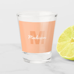 Verre A Shot Couleur pêche pastel cool avec nom de monogramme p