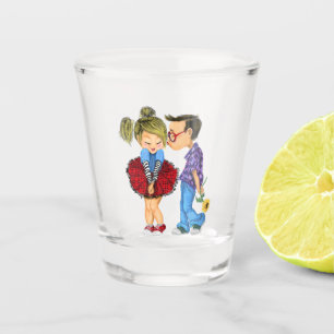 Verre A Shot Couple romantique mignon - Amour - Baiser