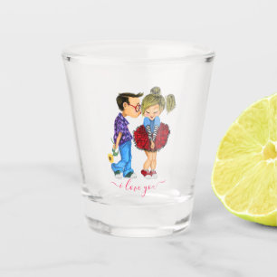 Verre A Shot Couple Shot Glass avec texte - Je t'aime