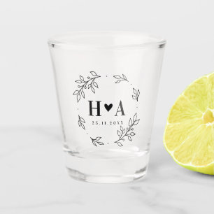Verre A Shot Couronne minimaliste à monogramme pour couple, cad
