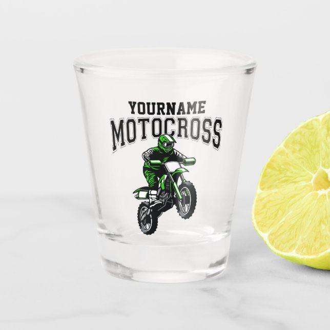 Verre A Shot Course Motocross Dirt Bike Rider personnalisée (Devant)