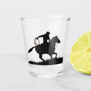 Verre A Shot Cowboy et Horse Country Western Silhouetté