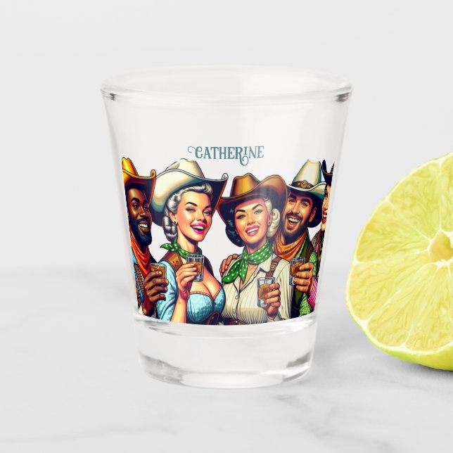 Verre A Shot Cowgirl Cowboy Amis Boire Chaussures Personnalisée (Devant)