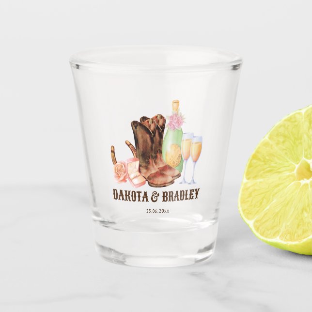 Verre A Shot Cowgirl Western mariage cadeau de fête de mariage (Devant)