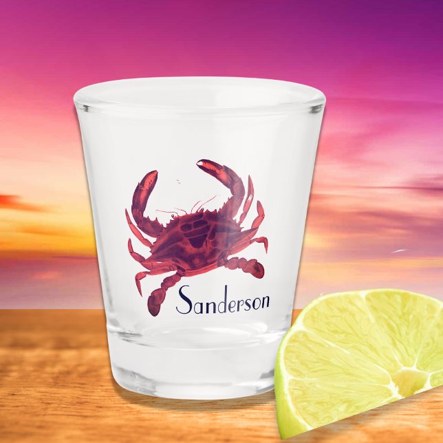 Verre A Shot Crabe Nautique Bourgogne Rouge Maroon (Créateur téléchargé)