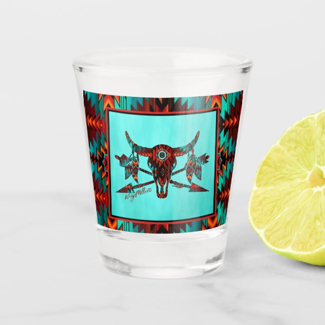 Verre A Shot Crâne de buffle et flèches vitres (Devant)