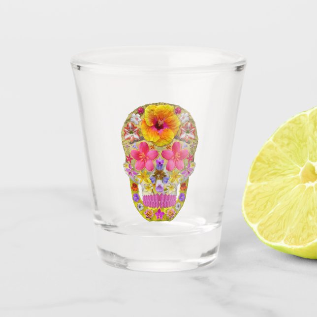 Verre A Shot Crâne de fleurs 4-Tropical (Devant)