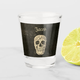 Verre A Shot Crâne humain gothique Grunge de texture noire beig