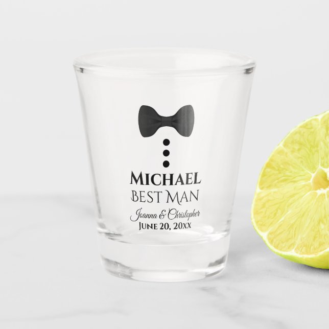 Verre A Shot Cravate noire amusante Tuxedo Meilleur Mariage Hom (Devant)