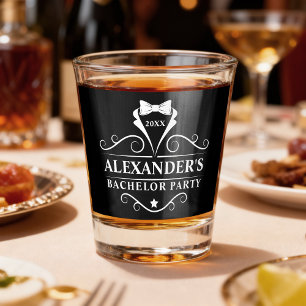 Verre A Shot Cravate smoking noir pour enterrement de vie de ga