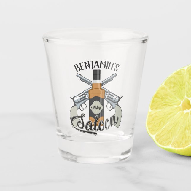 Verre A Shot Custom Cowboy Revolver Gun Whiskey Saloon (Devant)