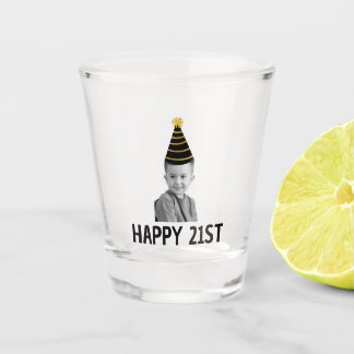 Verre A Shot Custom Face Milestone 21st Birthday Photo Boy