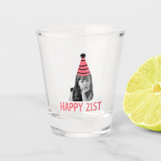 Verre A Shot Custom Face Milestone 21st Birthday Photo Girl