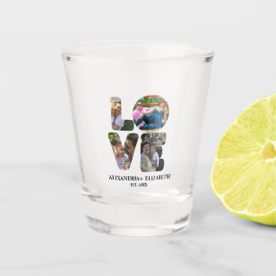 Verre A Shot Custom modern love 4 photo collage pour couples