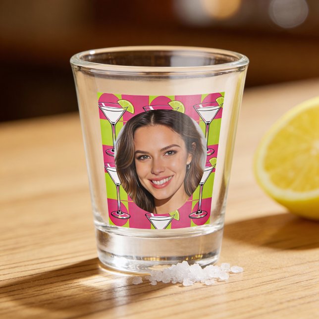 Verre A Shot Custom Photo Face & Cocktail Personalized Pink (Créateur téléchargé)