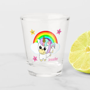 Verre A Shot Cute Baby Unicorn et Rainbows