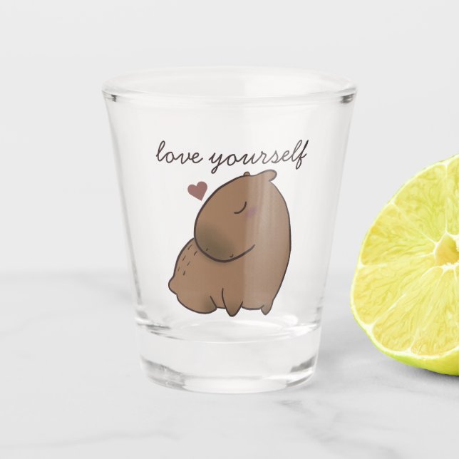 Verre A Shot Cute capybara lancer oreiller T-shirt (Devant)