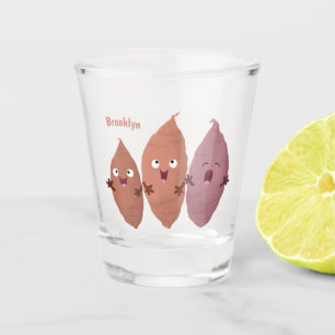 Verre A Shot Cute chantant des patates douces caricaturales lég