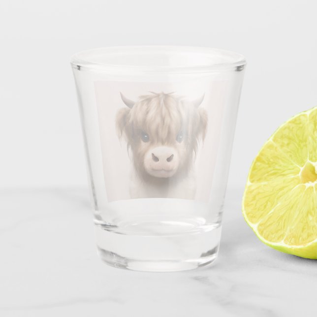 Verre A Shot Cute Highlands Scottish Cow (Dos)