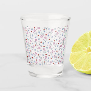 Verre A Shot Cute Ladybug Polka dot Daisy Flower Russe Motif