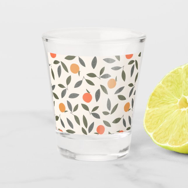 Verre A Shot Cute Orange et Motif Feuille (Devant)