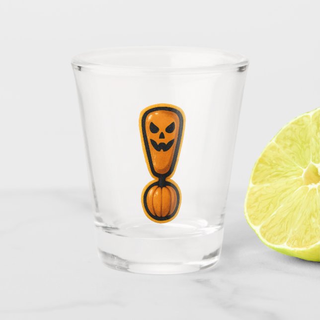 Verre A Shot Cute Pumpkin Halloween Exclamation Shot Glass (Devant)