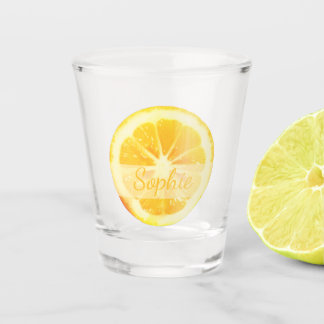 VERRE A SHOT CUTE TENDANCE JAUNE COUPE LÉMON FRUIT NOM PERSONNA