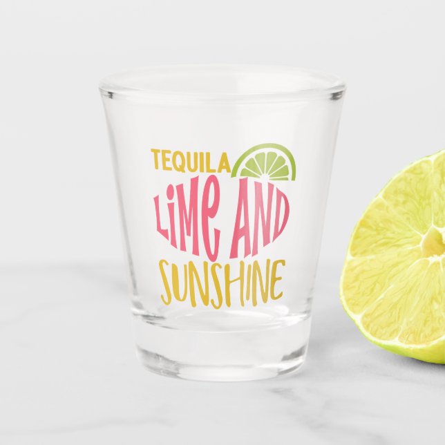 Verre A Shot Cute Tequila Lime & Sunshine Typographie (Devant)
