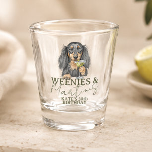 Verre A Shot Dachshund Weenies et Martinis dessinés à la main
