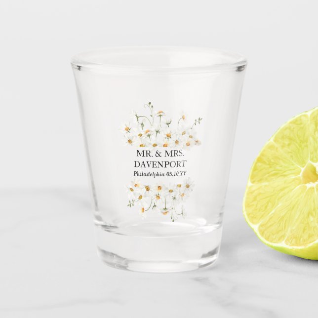 Verre A Shot Daisy Mariage Mr & Mrs Monogram Shot Glass Favor (Devant)