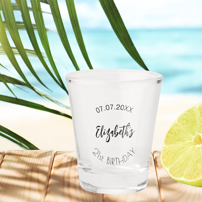 Verre A Shot Date du nom de la fête d'anniversaire (Créateur téléchargé)
