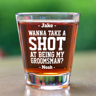 Verre A Shot Demande de témoin de mariage en typographie blanch