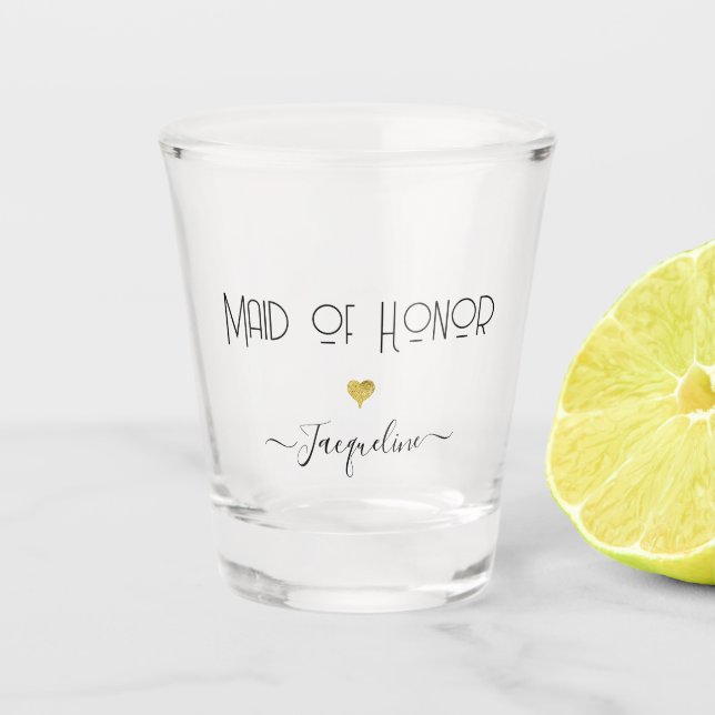 Verre A Shot Demoiselle d'honneur de style moderne or cœur chic (Devant)