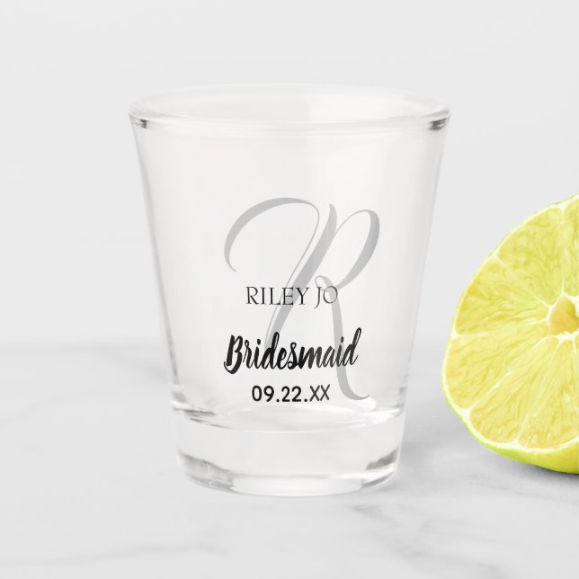 Verre A Shot Demoiselle d'honneur élégante de monogramme (Devant)