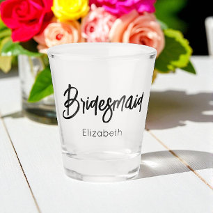 Verre A Shot Demoiselle d'honneur Mariage Noir Blanc 