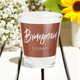 Verre A Shot Demoiselle d'honneur Terracotta Marron Blanc Maria