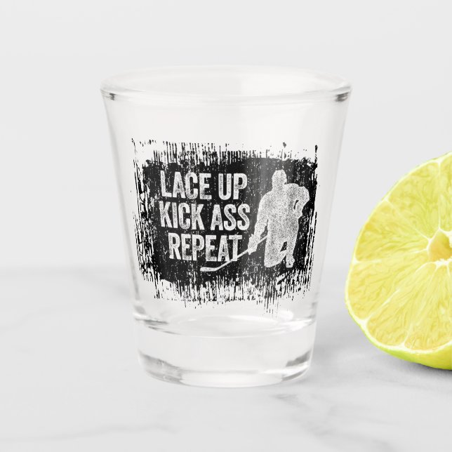 Verre A Shot Dentelle. Recommencer. (hockey) (Devant)