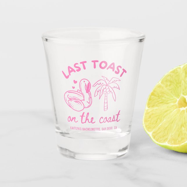Verre A Shot Dernier Toast rose Bachelorette Partie Tirage (Devant)