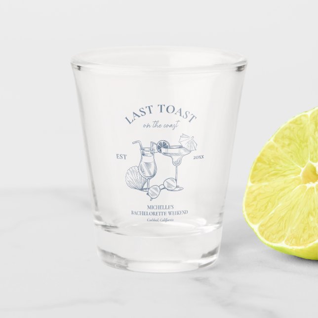 Verre A Shot Dernier Toast Sur La Côte Bachelorette Fête (Devant)
