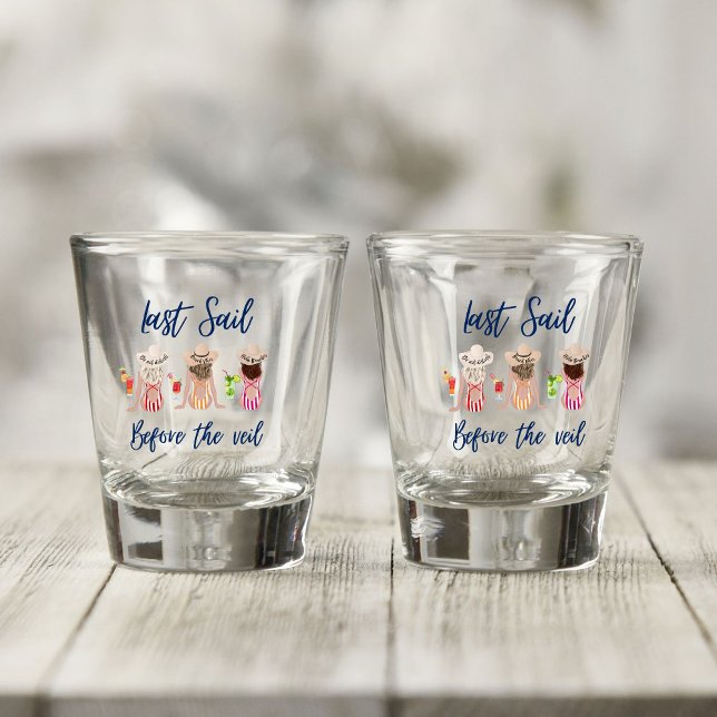 Verre A Shot Dernière voile avant la fête de bachelorette bleu  (Créateur téléchargé)