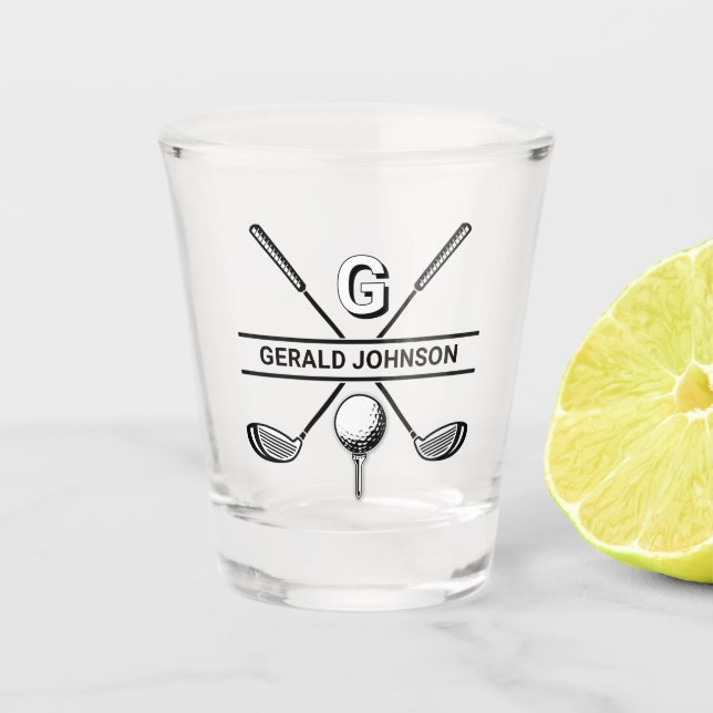 Verre A Shot Design élégant de monogramme de golf (Devant)