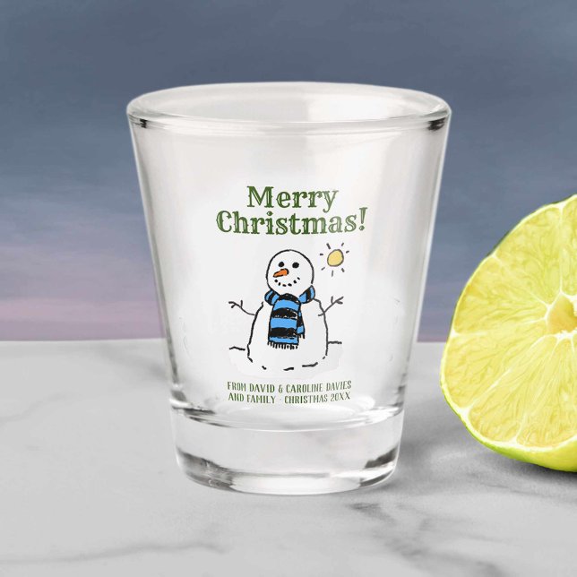 Verre A Shot Design Snowman de Noël avec un accueil personnel (Créateur téléchargé)