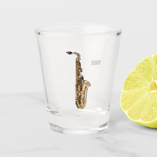 Verre A Shot dessin animé saxophone (Devant)